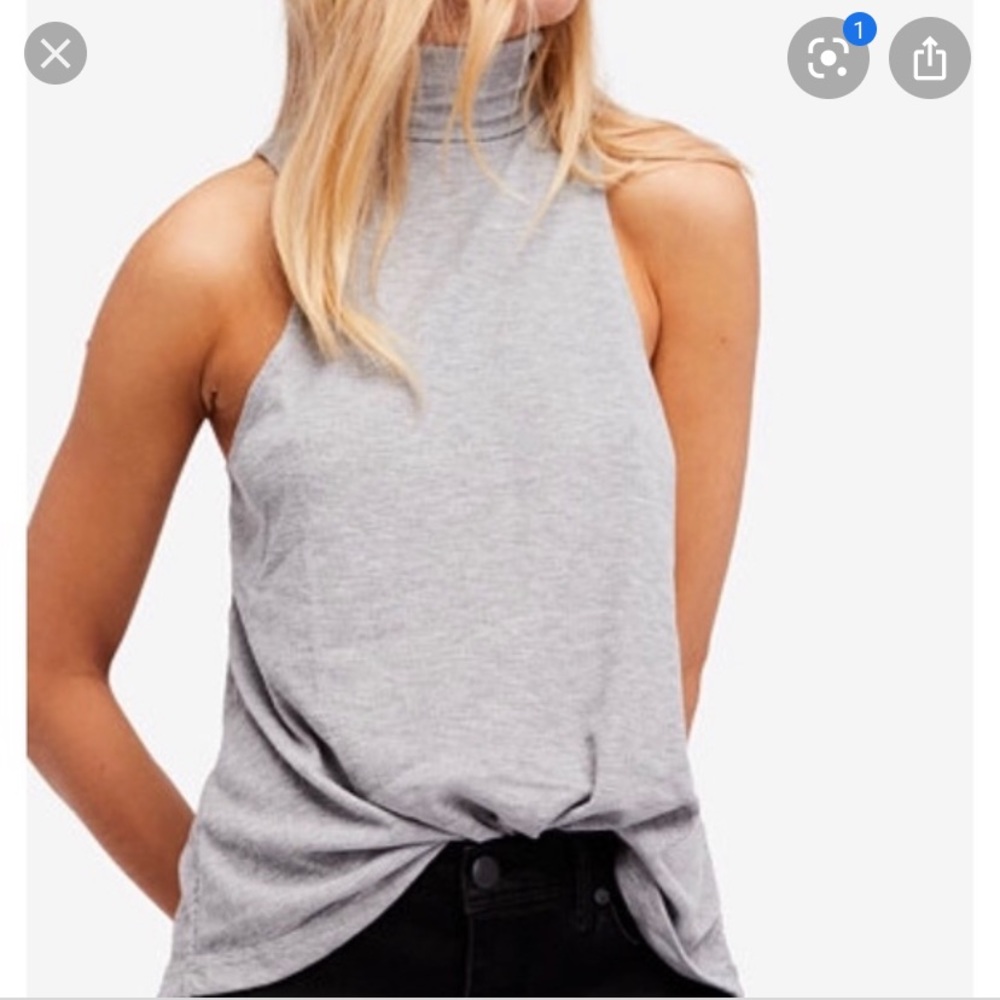 NWOT Free People Gray Turtleneck Tank
